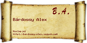 Bárdossy Alex névjegykártya